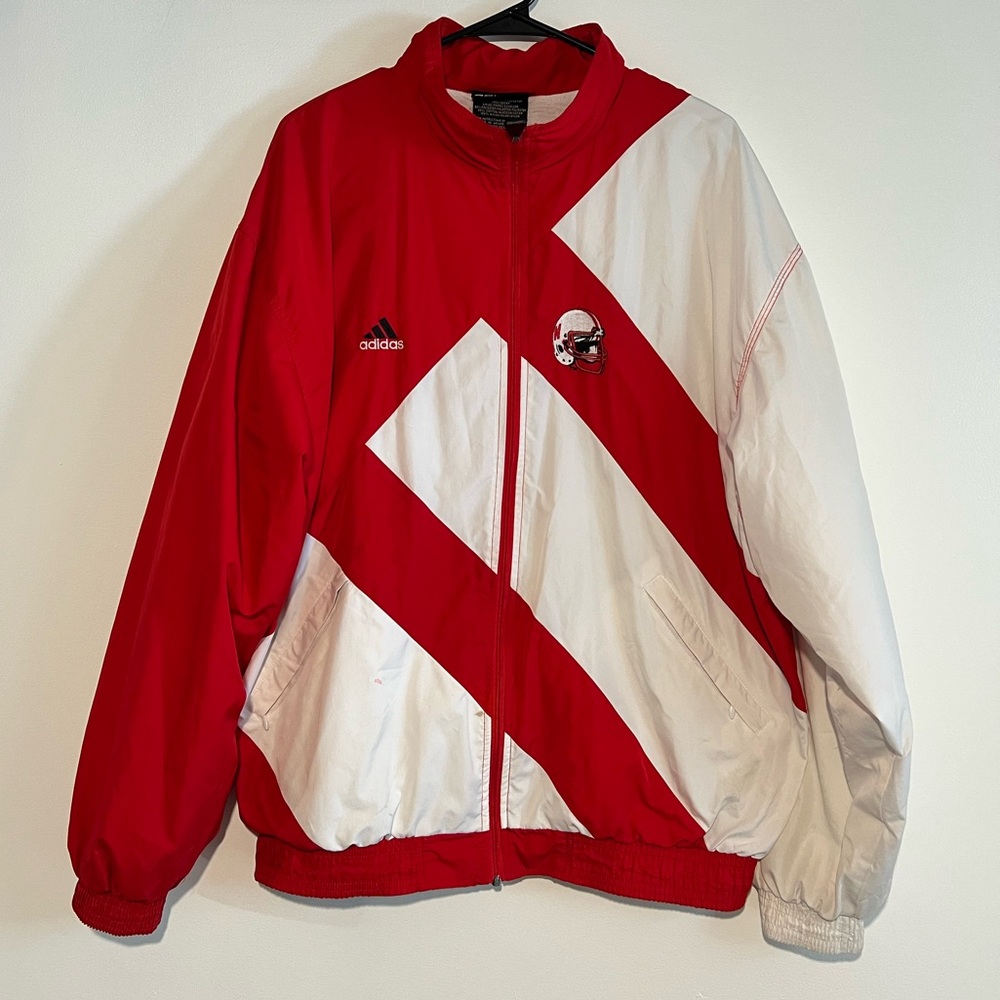 Adidas Red and White Sports Jacket